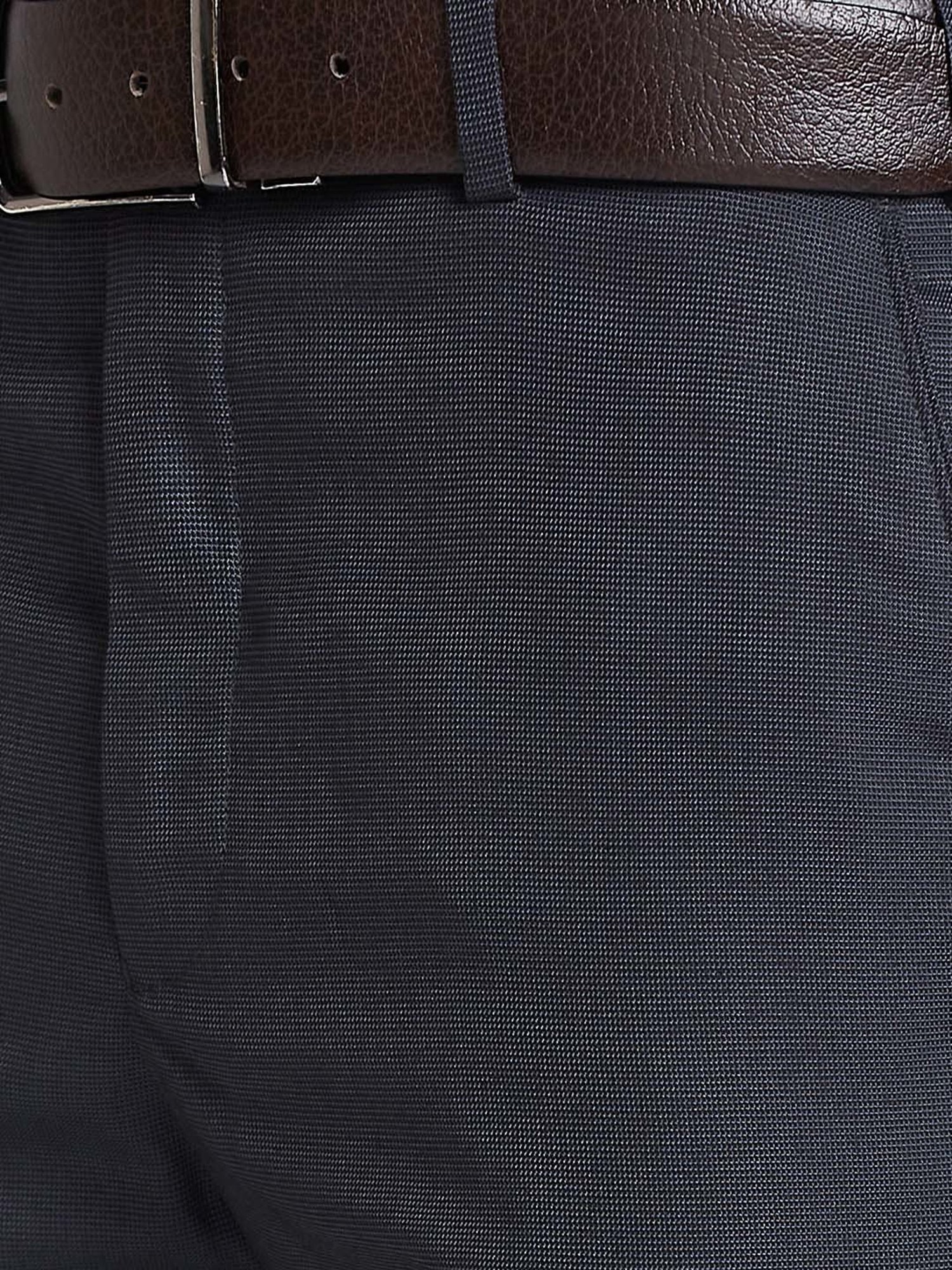 Park Avenue Dark Grey Regular Fit Self Design Flat Front Trousers