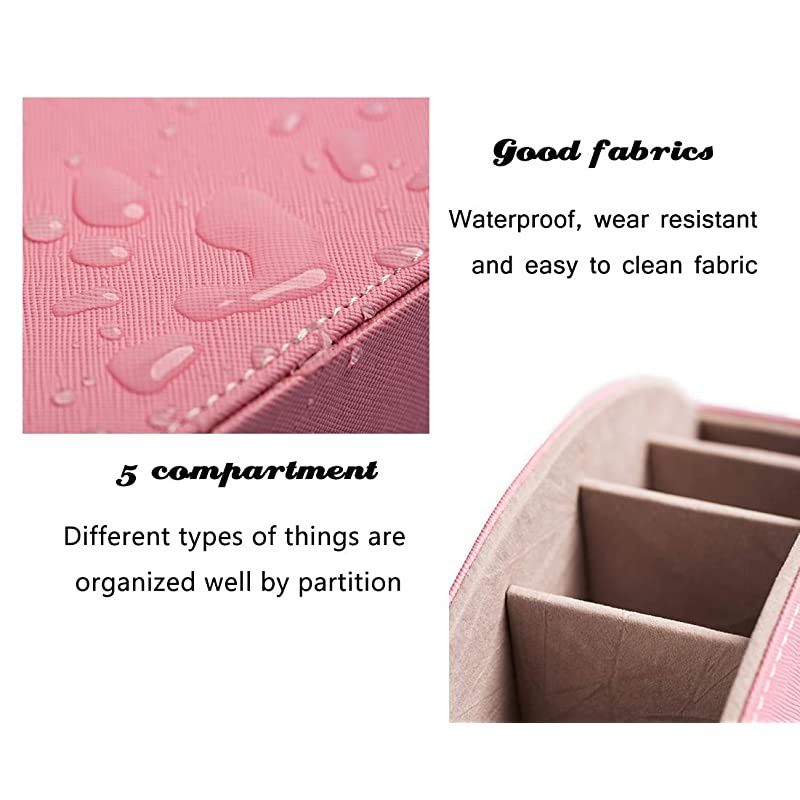 Control Holders Organizer Box, Makeup Brush Holder with Pink PU, Office Organization and Storage Caddy Store Tv Holders,Brush,Pencil,Glasses and Media Player (Pink)