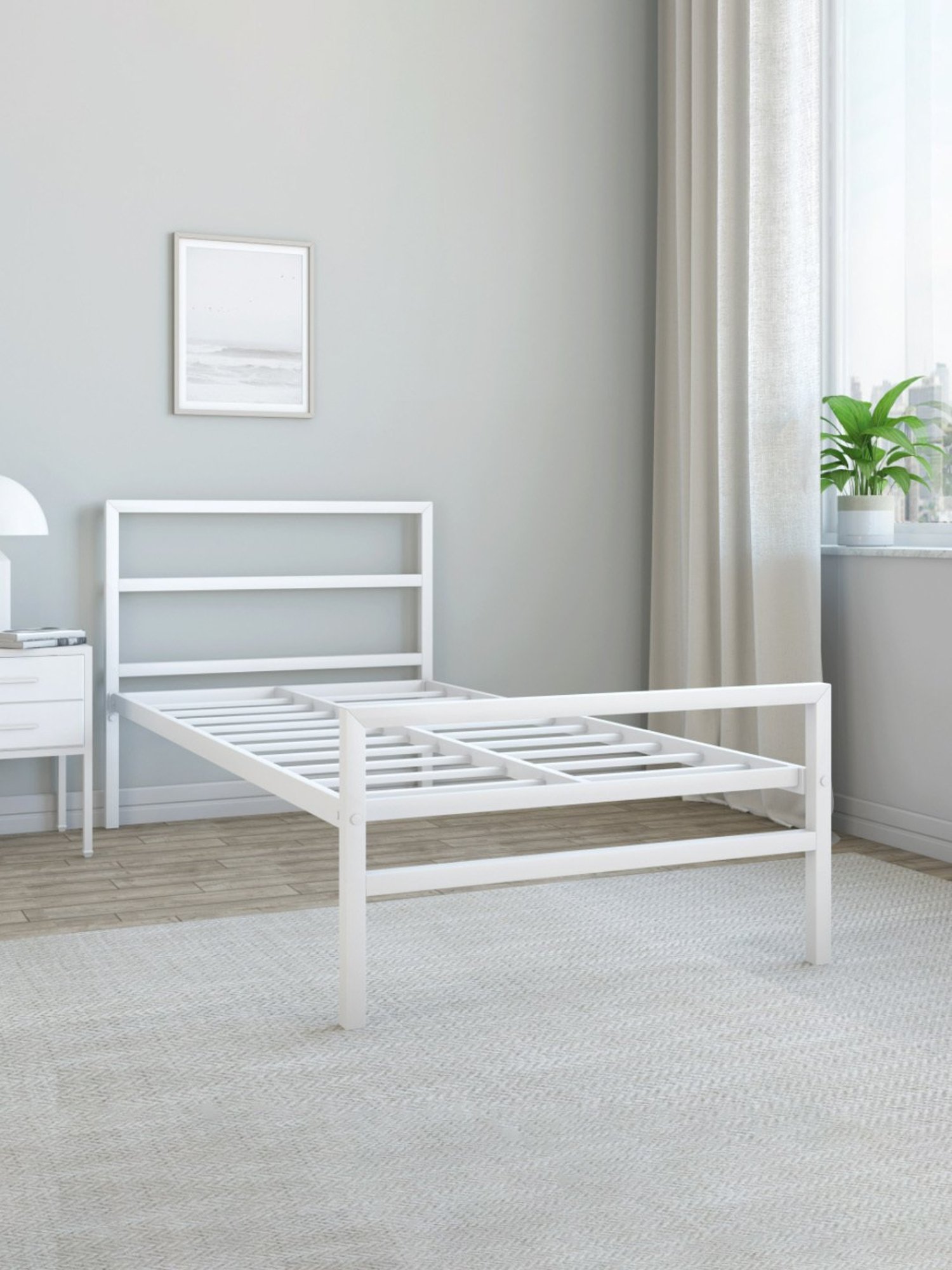 Doctor Dreams by Nilkamal White Metal Single Striker Bed