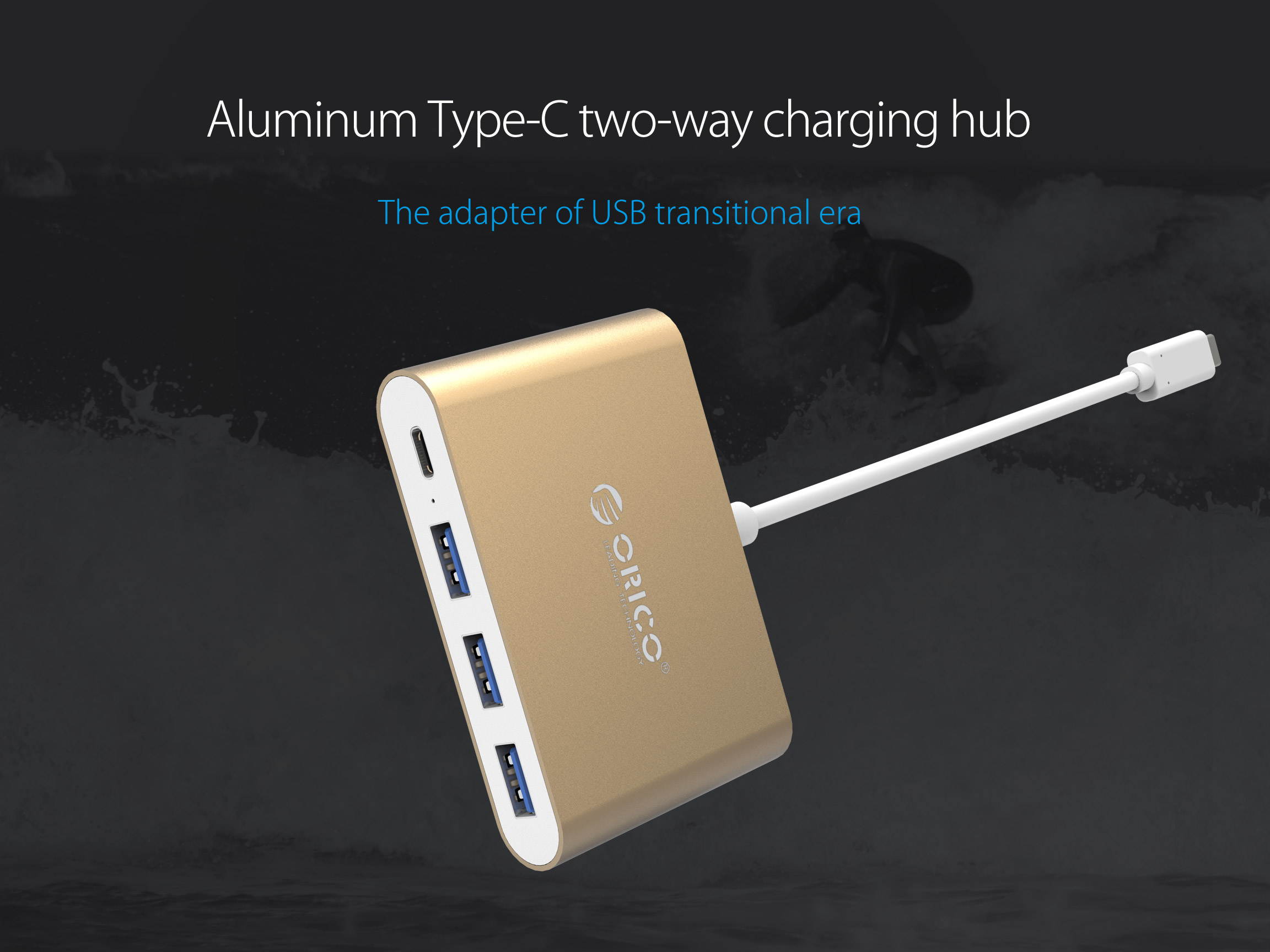 USB 3.1 Type-C HUB with 3 USB 3.0 Porst HUB USB-3.1 Converter Display Adapter Type-C PD Power Delivery Faster USB-C Charging Port with Large Projection for Network Card,Card Reader, U Disk and Mouse