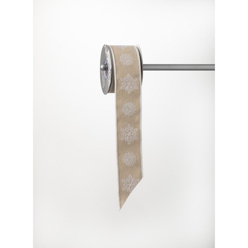 Sullivans 30'L Snowflake Patterned Ribbon 360"L Brown