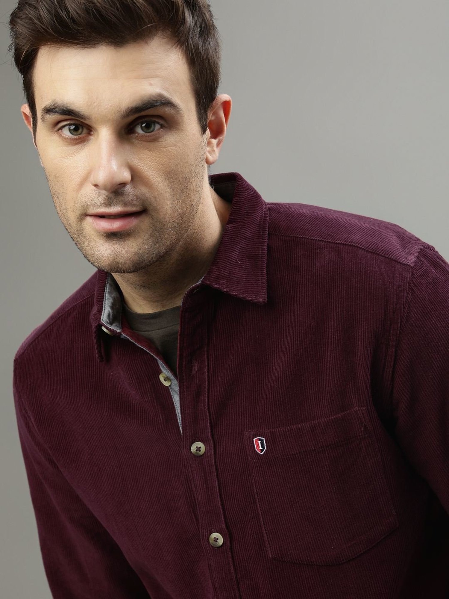 Iconic Men Textured Regular Fit Cotton Shirt