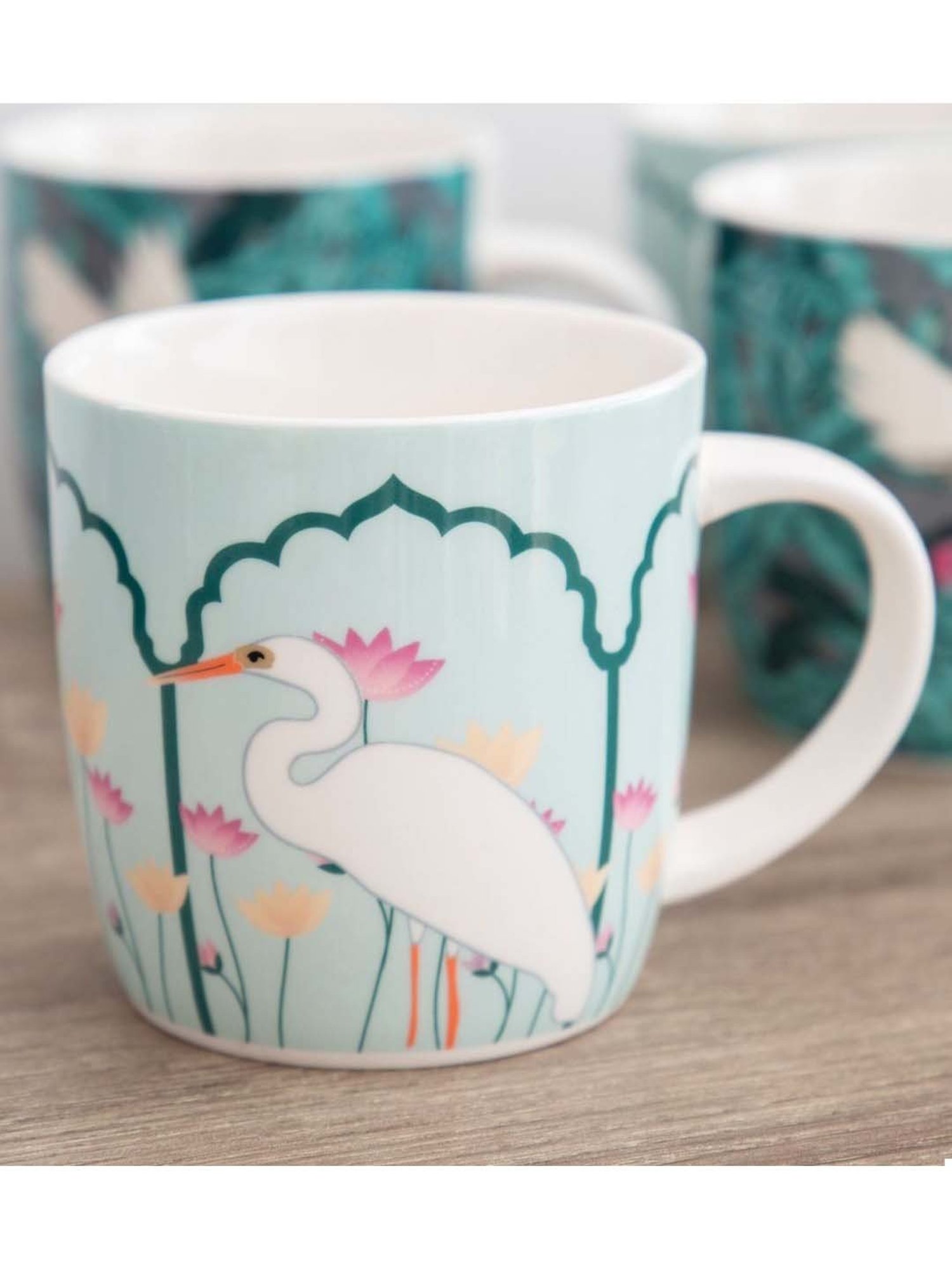 Femora Black Ceramic Coffee Mugs (0.36 L) - Set of 4