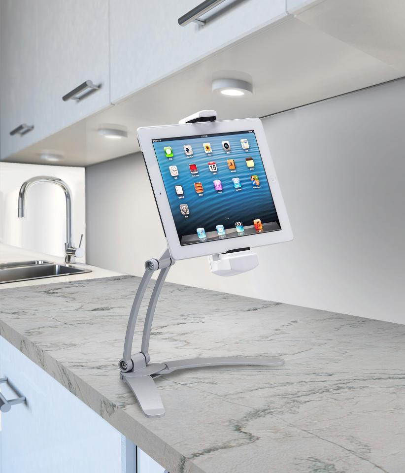 CTA Digital 2-in-1 Kitchen Mount Stand for 7-13 Inch Tablets / iPad Air/ iPad Pro 12.9 / Surface Pro (PAD-KMS)
