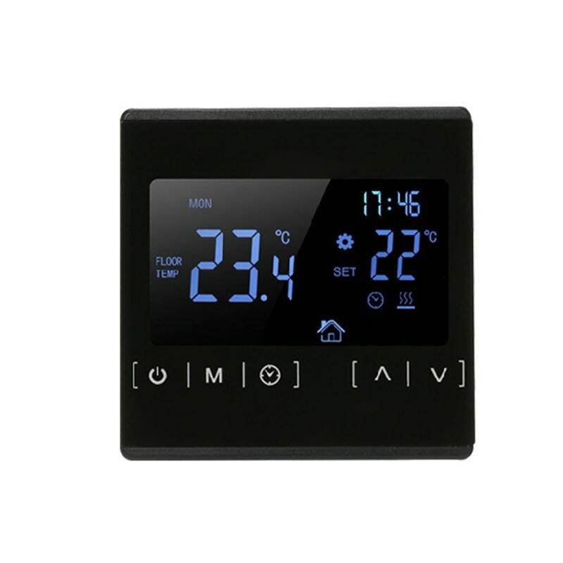 High-power Electric Heating Floor Heating Thermostat Touch Screen Black Backlight Dual-temperature Dual-control Floor Heating Th
