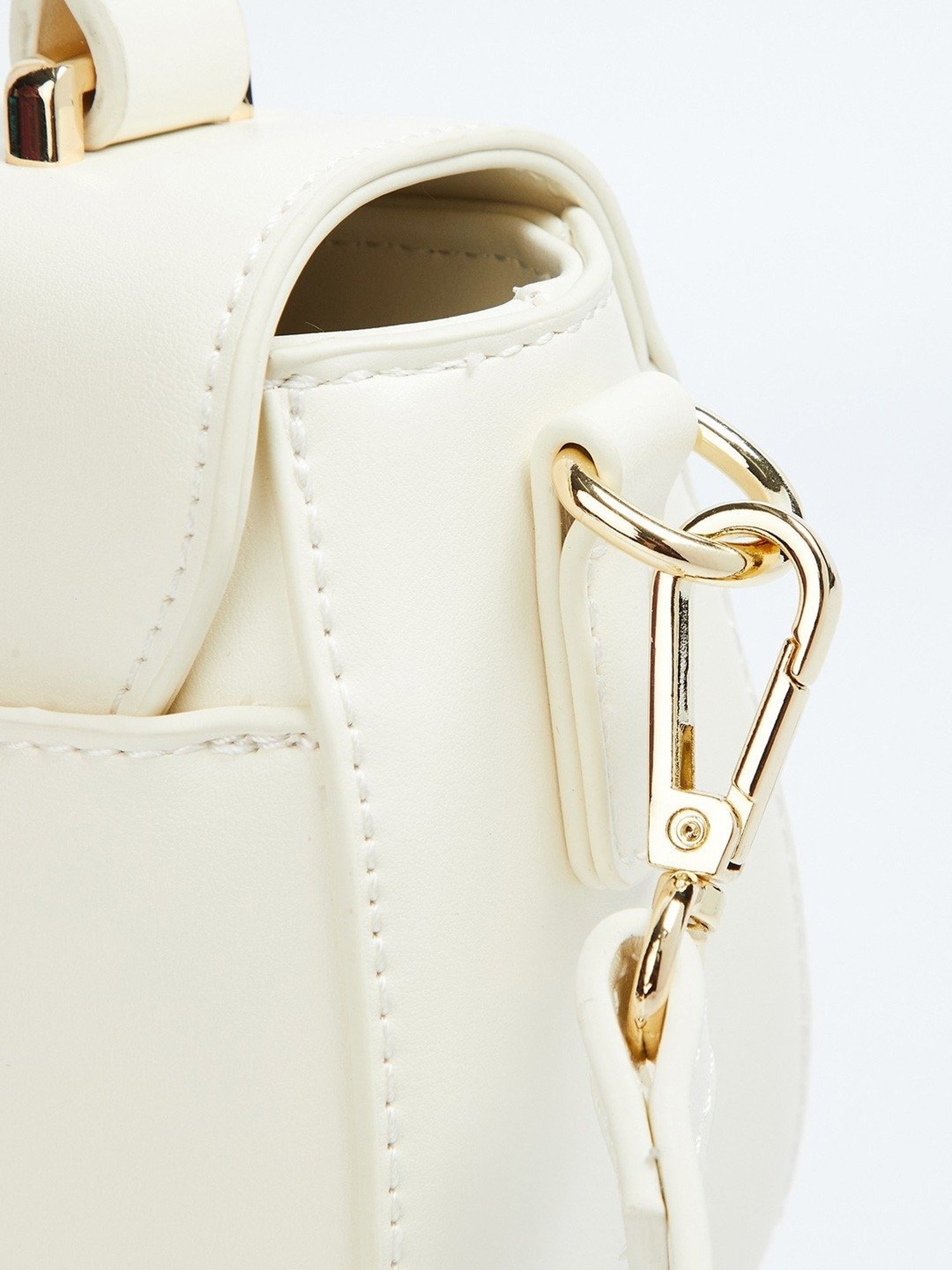 Elle White Textured Sling Handbag