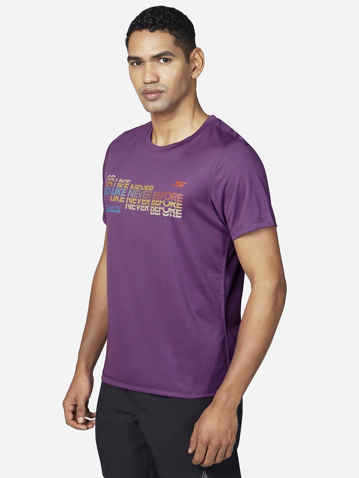 Skechers Purple Regular Fit Printed T-Shirt