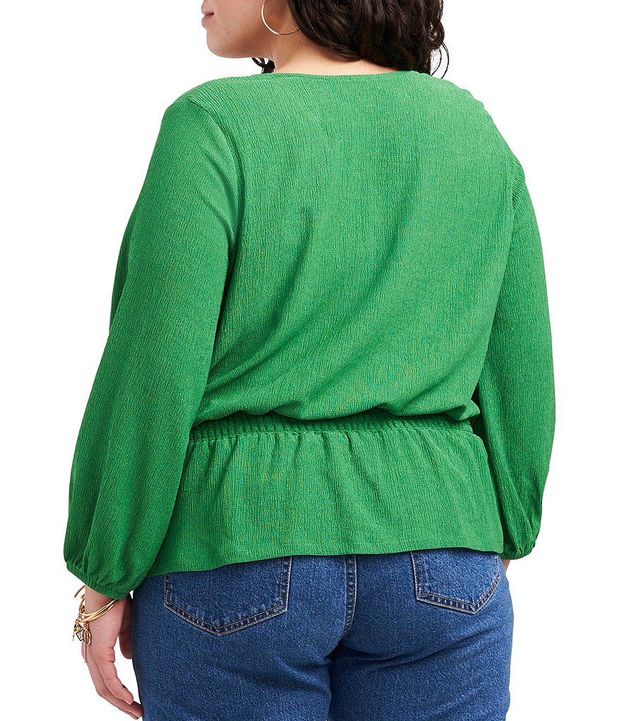 Vince Camuto Plus Size V-Neck Long Sleeve Cross Front Knit Top