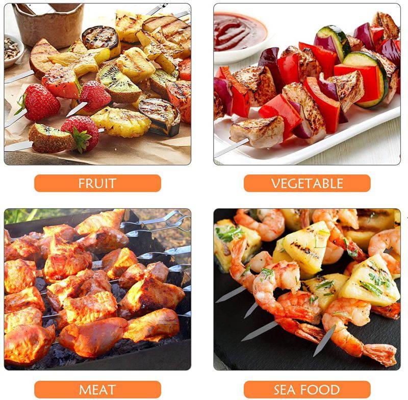 VIBOLA Barbecue Skewers for Grilling,Barbecue,Kabob,Marshmallows,Fruit,Appetiser,Cocktail,Chocolate Fountain,Vegetable,Kitchen,Camping and Party. 17" (16-Pack)