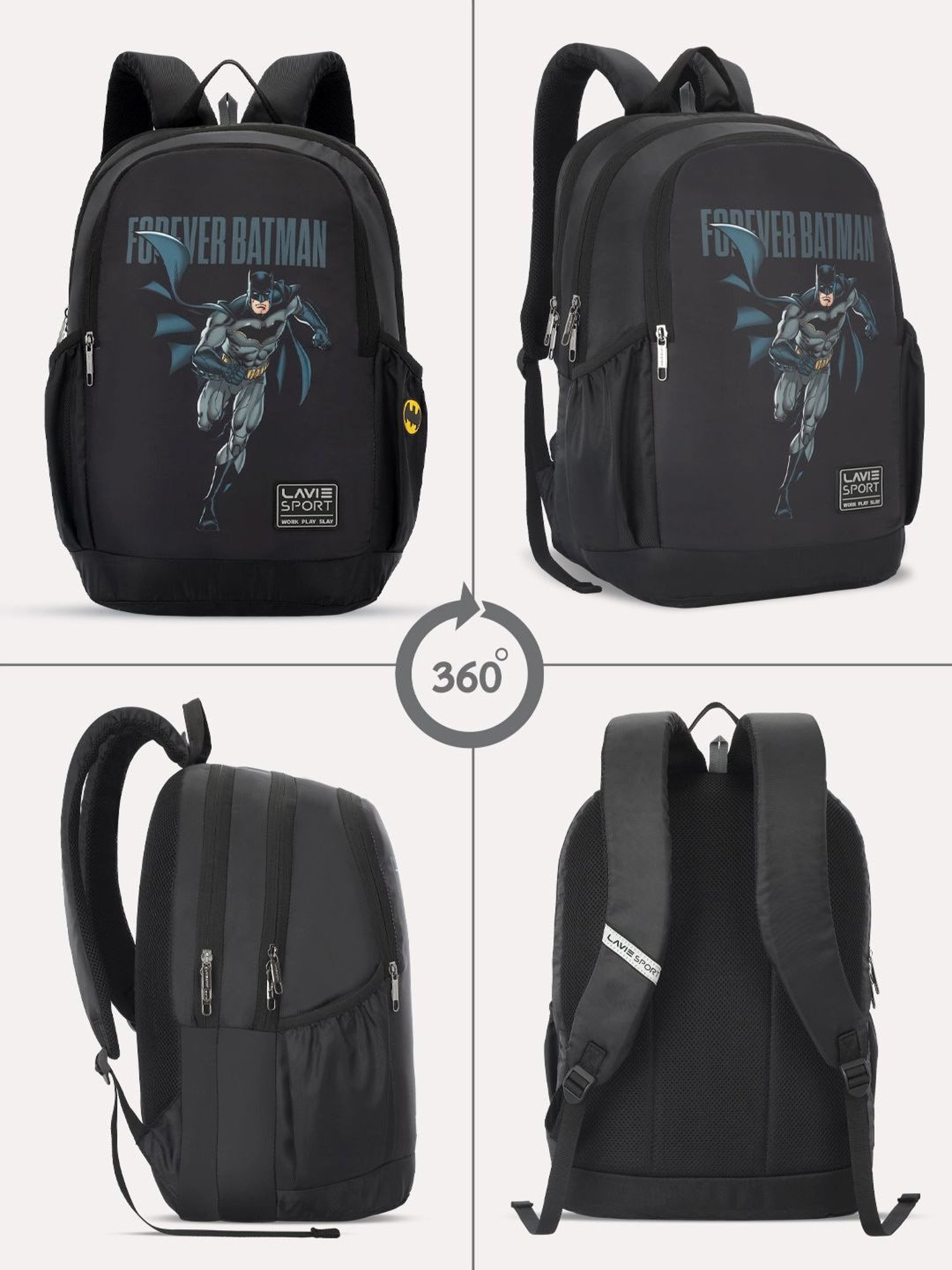 Lavie Sport Batman 33L College Laptop Backpack For Boys & Girls (Black)