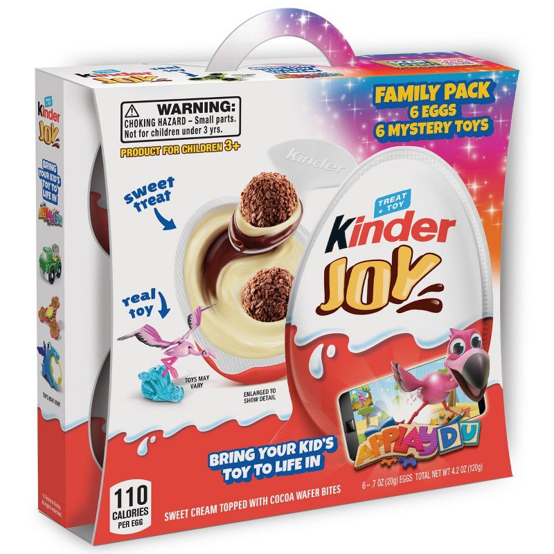 Kinder Joy Sweet Cream Topped with Cocoa Wafer Bites Chocolate Treat + Toy - 6ct