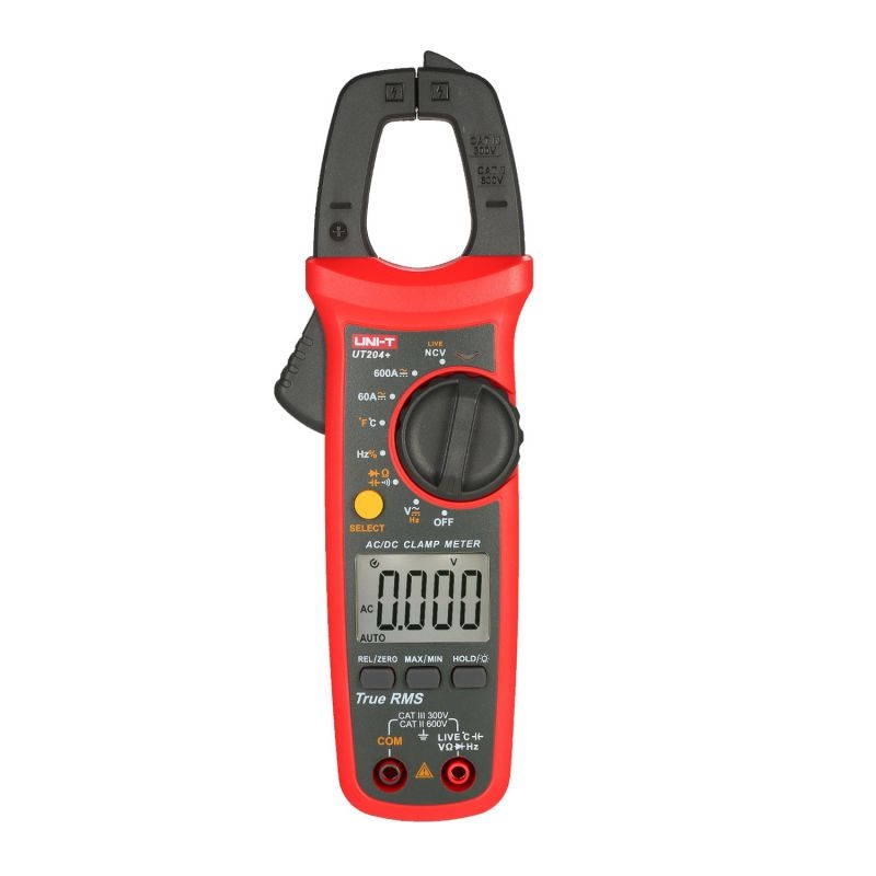 UNI-T UT204+ 6000 Counts Digital Clamp Meter True RMS Multimeter Clamp Ammeter Voltage Meter NCV Test Universal Meter Tester AC/DC Current Clamp Tester -40~1000? Temperature Measurement LIVE Test