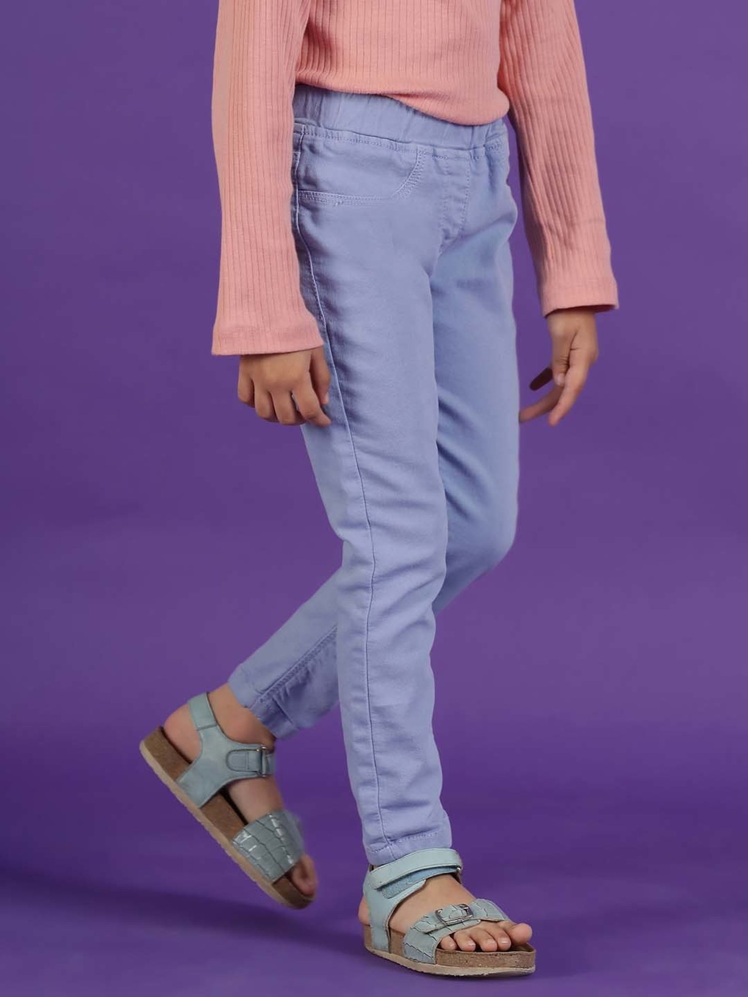 Tales & Stories Girls Purple Slim Fit Jeggings