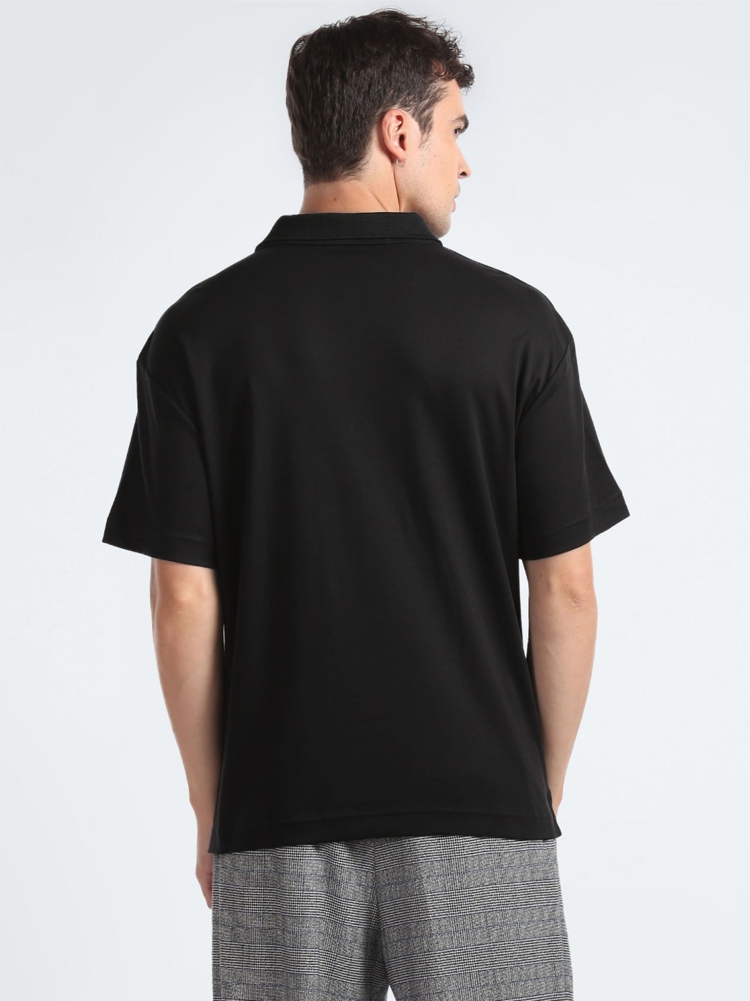 Calvin Klein Jeans Black Cotton Regular Fit Polo T-Shirt