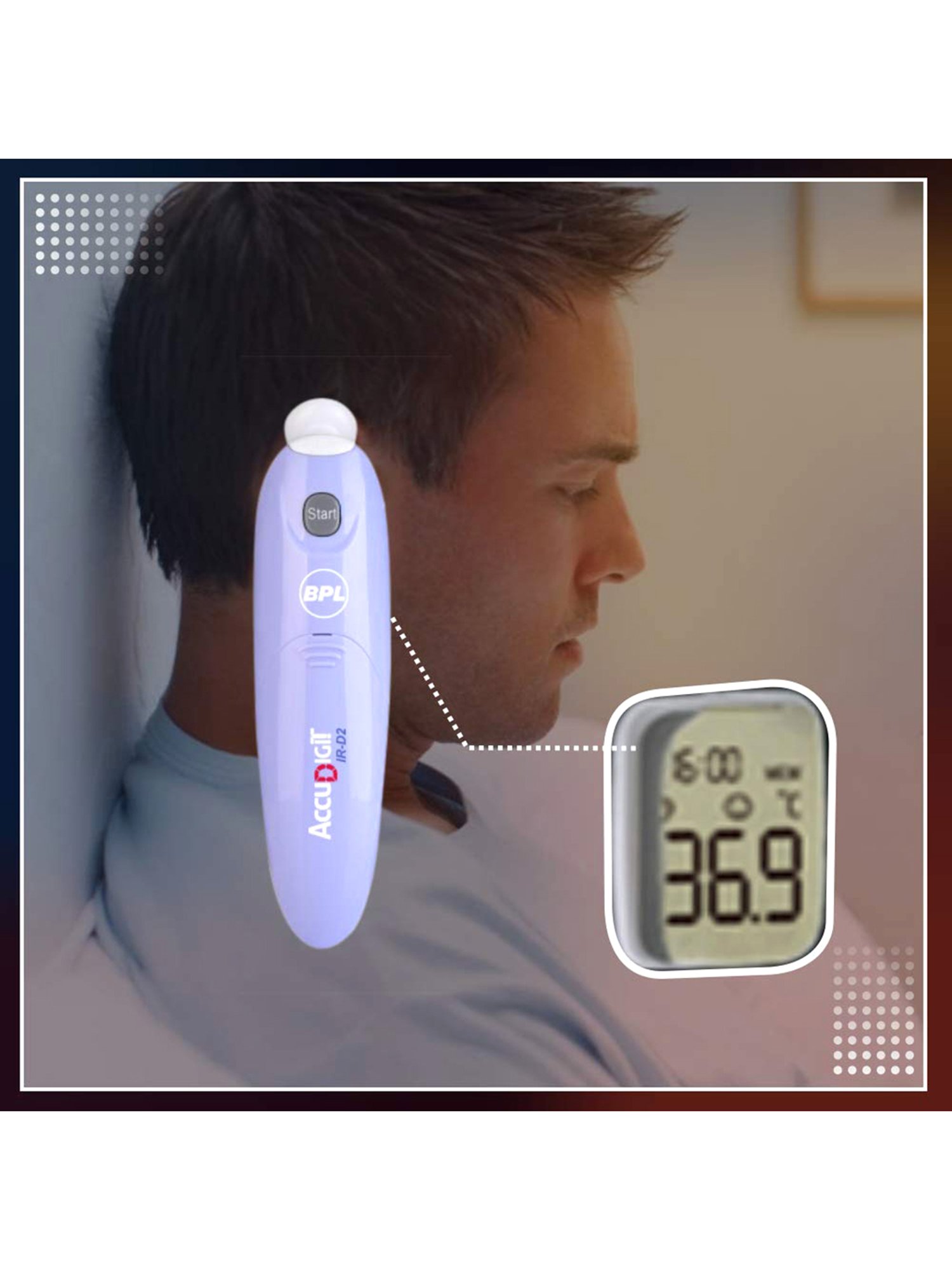 BPL Accudigit IR-D2 Non Contact Infrared Thermometer (Purple/White)