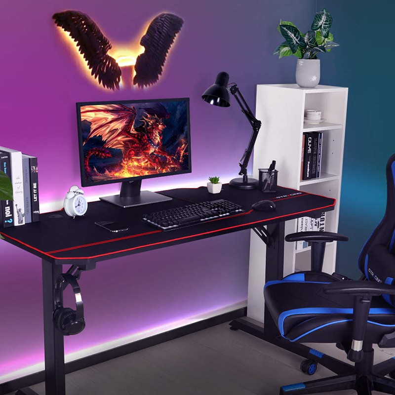 GTRACING 55" Gaming Desk  Ergonomic PC Computer Racing Style with Free Mouse Pad, T-Shaped Office Desk, Gamer Tables Pro Workstation with Headphone Hook