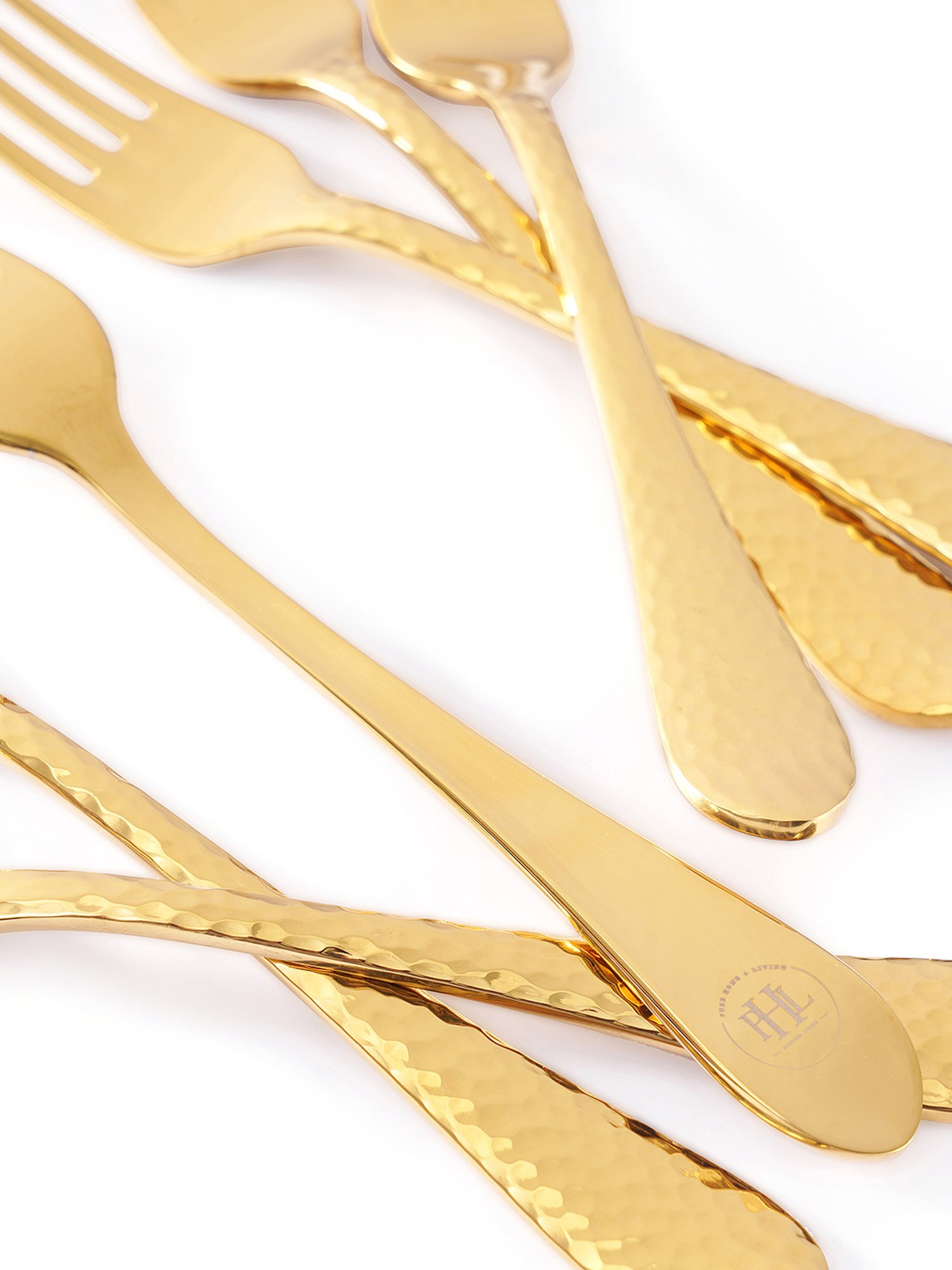 Pure Home and Living Gold Stainless Steel Textured Cutlery sets