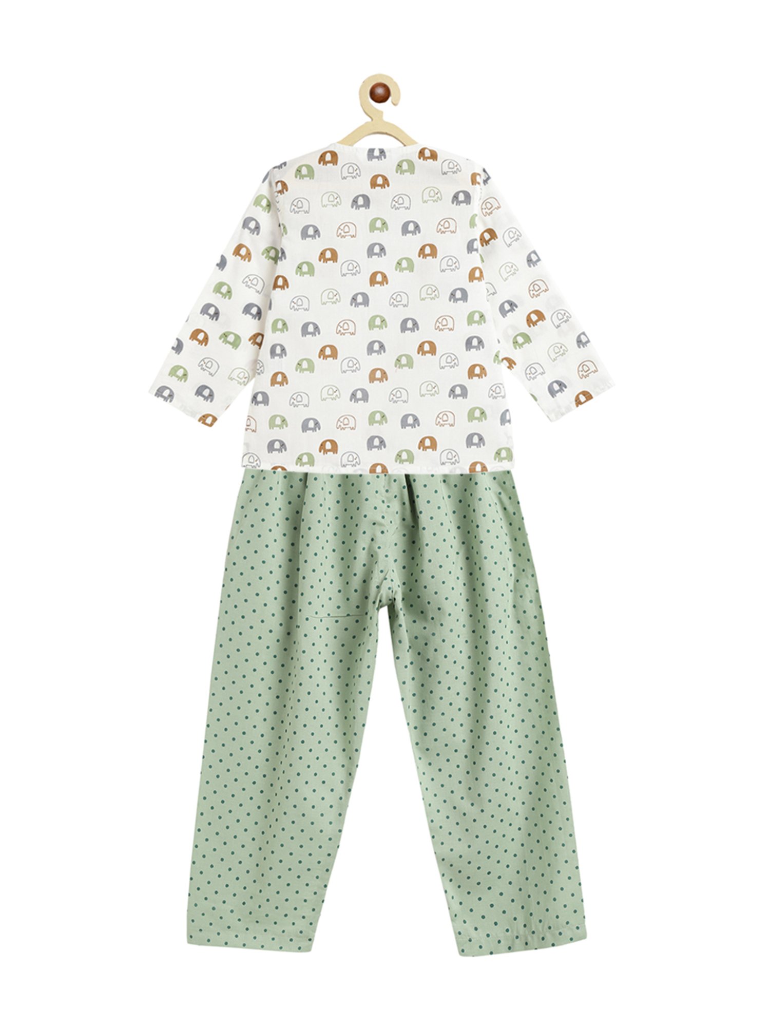 Campana Boys White & Green Printed Full Sleeves T-Shirt with Pants