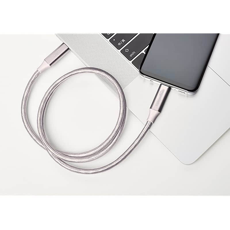 Double Braided Nylon USBC to USBC 31 Gen 2 10Gbps Fast Charging Cable 3A 3Foot Dark Grey