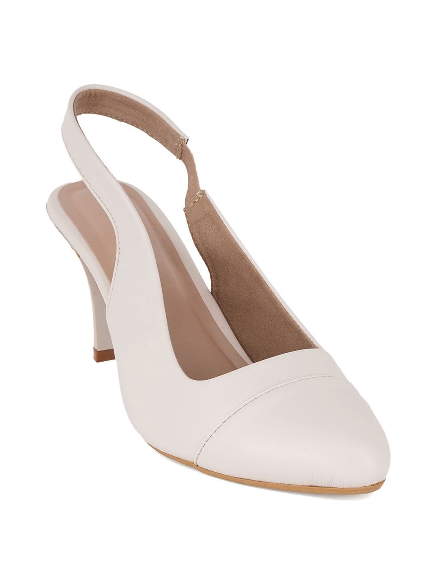 Iconics Women's Beige Sling Back Stilettos