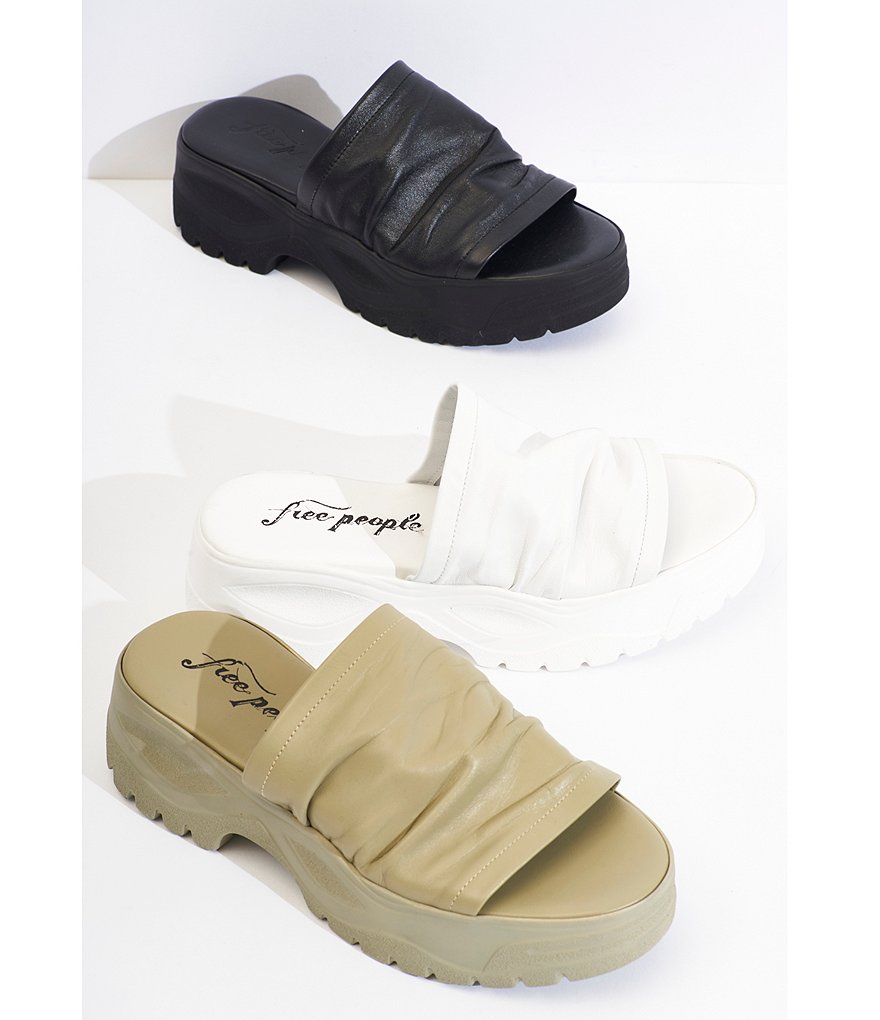 Free People Poolslide Sporty Scrunch Leather Platform Sandals