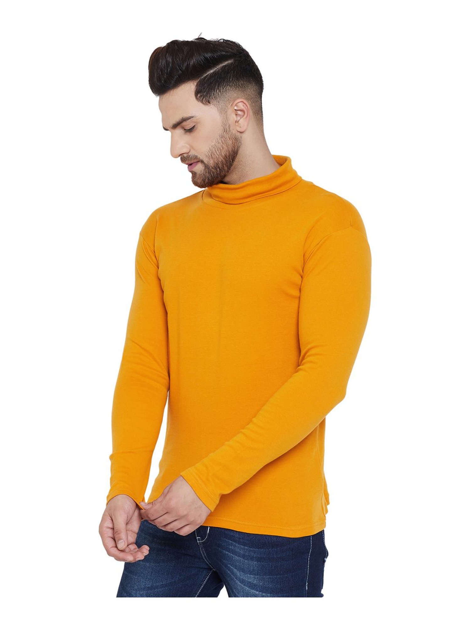 Hypernation Mustard Cotton Regular Fit T-Shirt