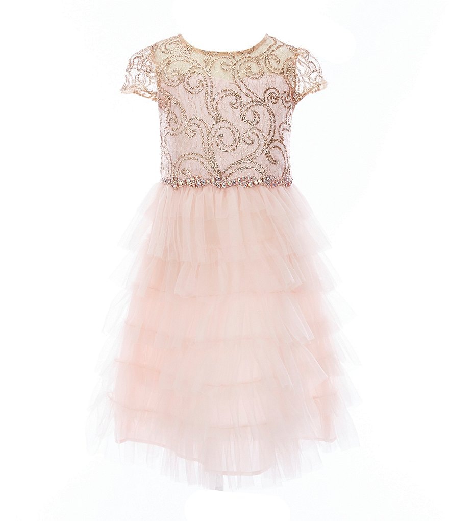 Laura Ashley Little Girls 2T-6X 3/4 Sleeve Rose & Butterfly Print Clip Dot Dress