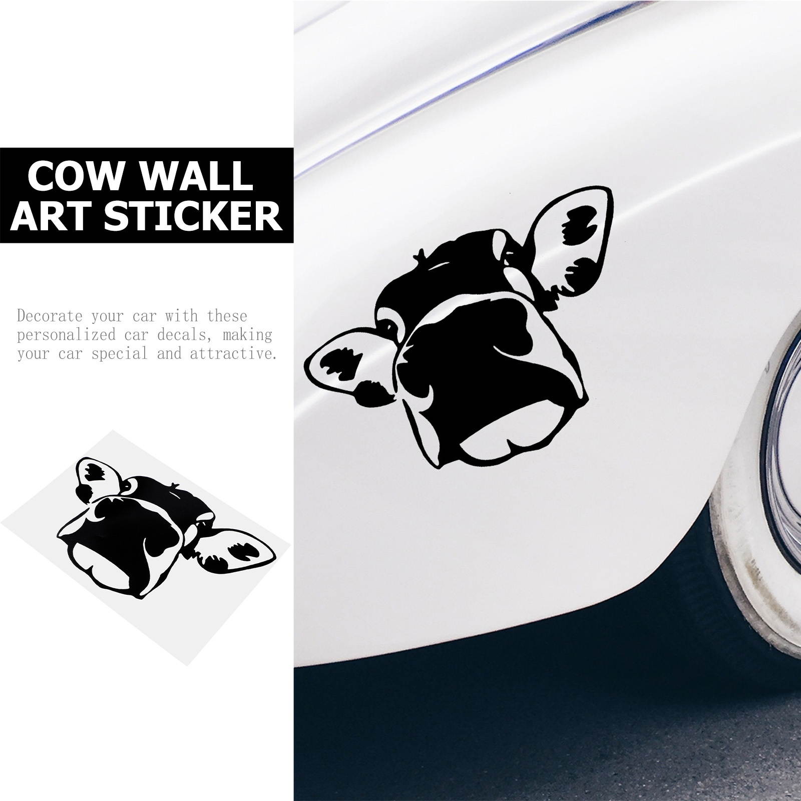 1Pc Cow Car Window Beautify Sticker PVC Car Decal Creative Sticker Car Sticker