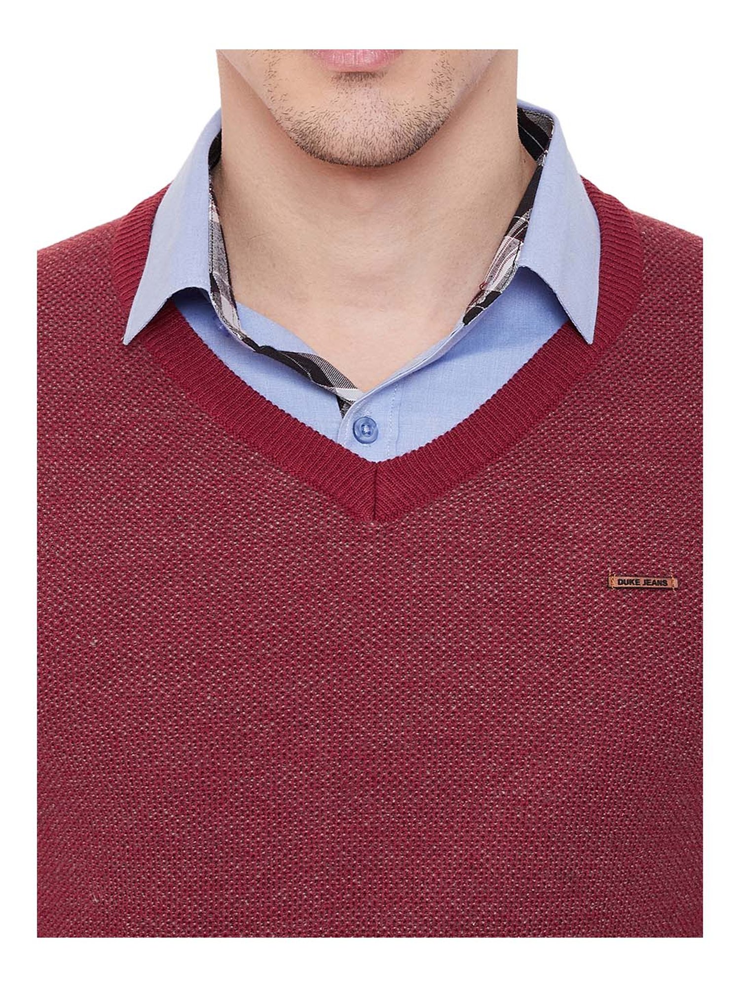 Duke Red Regular Fit Self Pattern Sweater