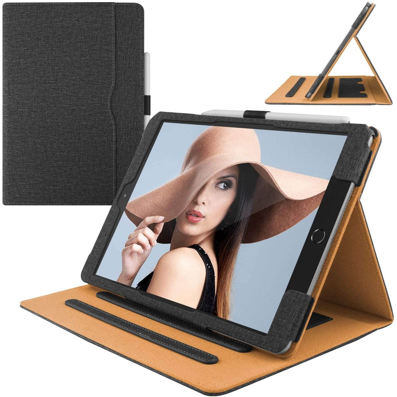 Slim Folding Smart Folio Stand Case for iPad 10.2 inch (8th & 7th Gen) - Black