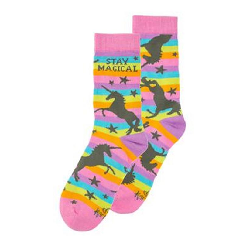 Novelty Socks 12.0" Unicorn Crew Socks Stay Magical Karma  -  Socks
