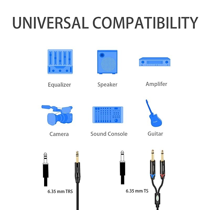 14 inch TRS Stereo to Dual 14 inch TS Mono Insert Cable YSplitter Stereo Breakout Cable 66 ft