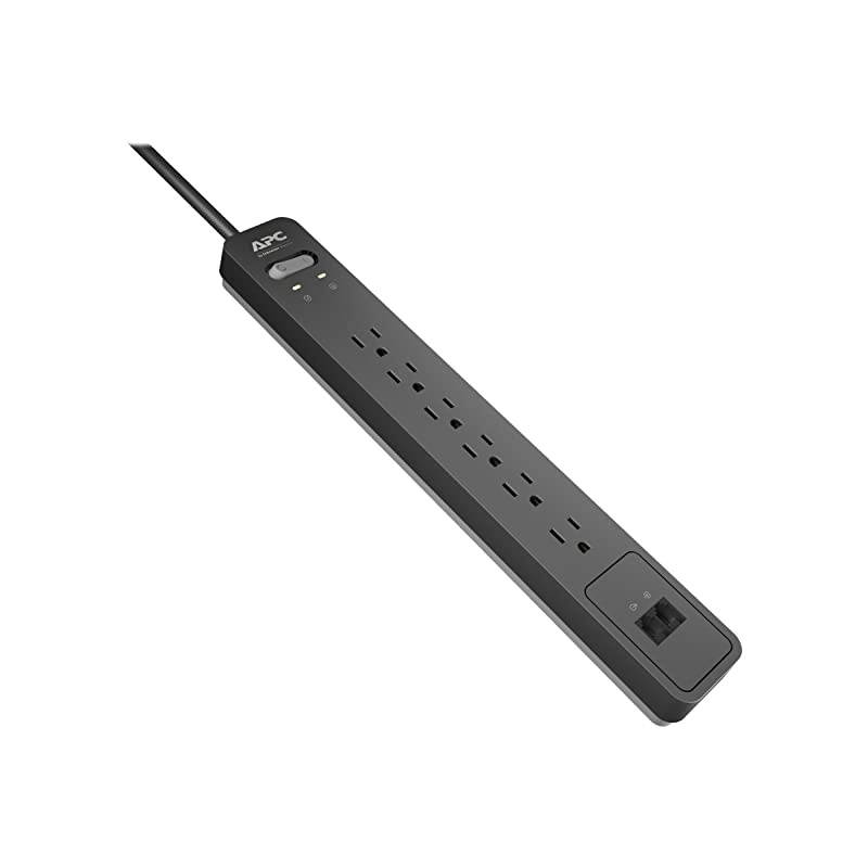 6Outlet Surge Protector Power Strip with Telephone Protection 1080 Joules SurgeArrest Essential PE6T
