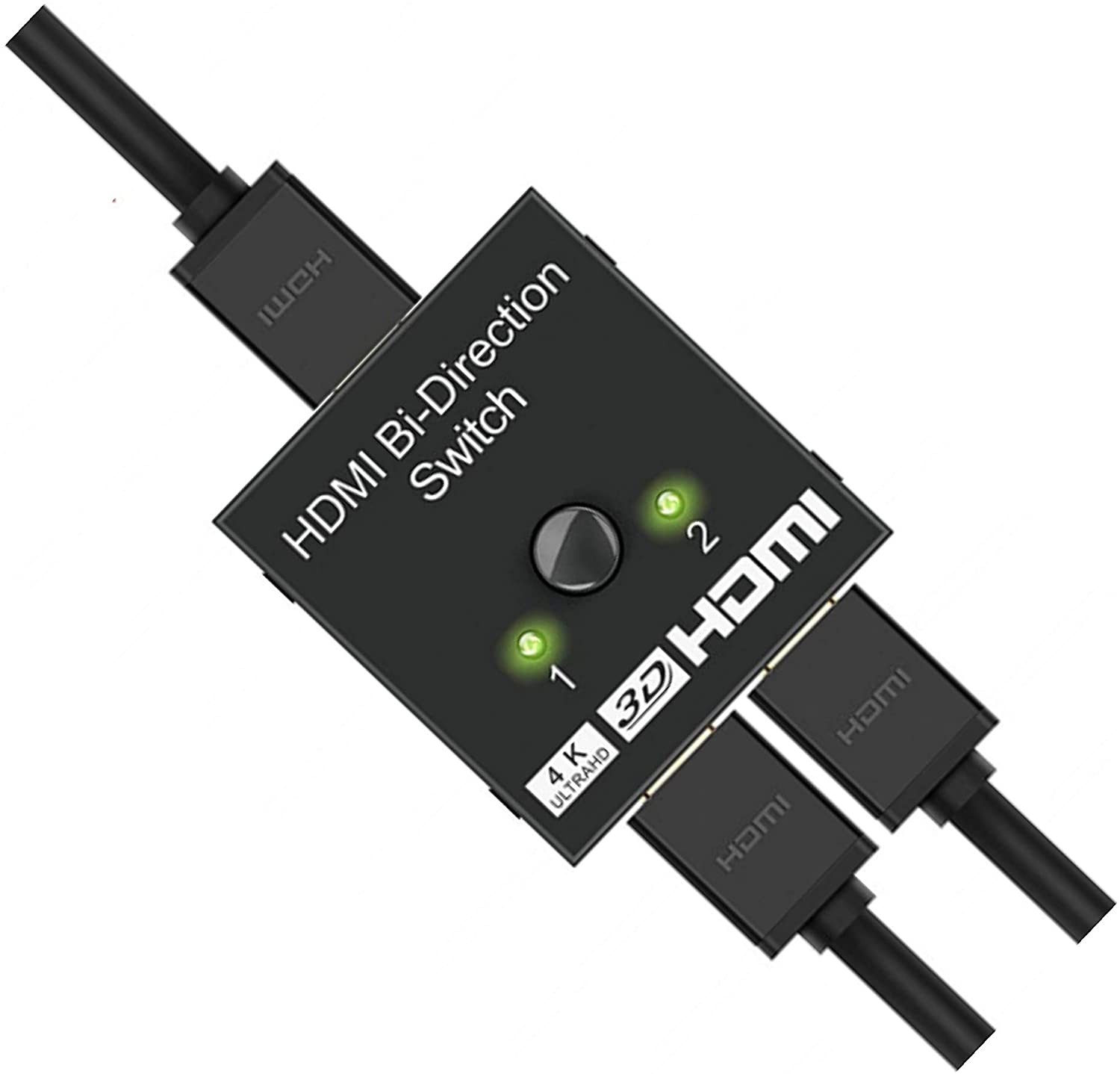 HDMI Switch 4K 60hz HDMI Splitter-Aluminum Bi-Directional HDMI Switcher 2 Input 1 Output, HDMI Switch Splitter 2 x 1/1 x 2. No External Power Required, Support 4K 3D HD 1080P for Xbox PS4 Roku HDTV