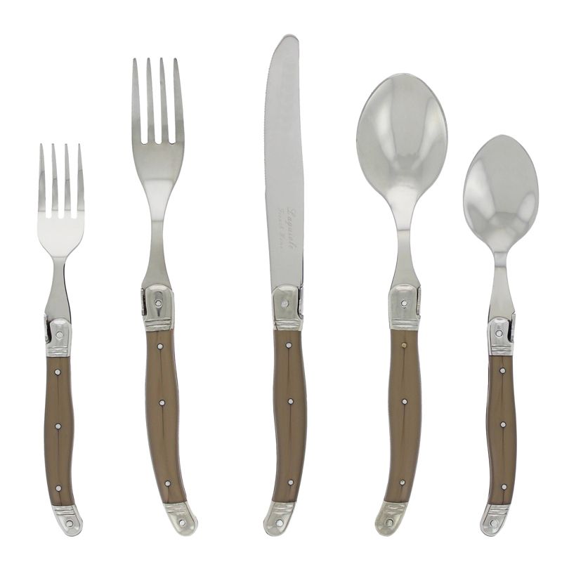 French Home Laguoile 20pc Stainless Steel Silverware Set Bronze