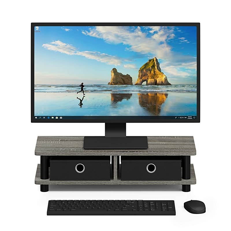 Turn-N-Tube Monitor Stand, French Oak Grey/Black