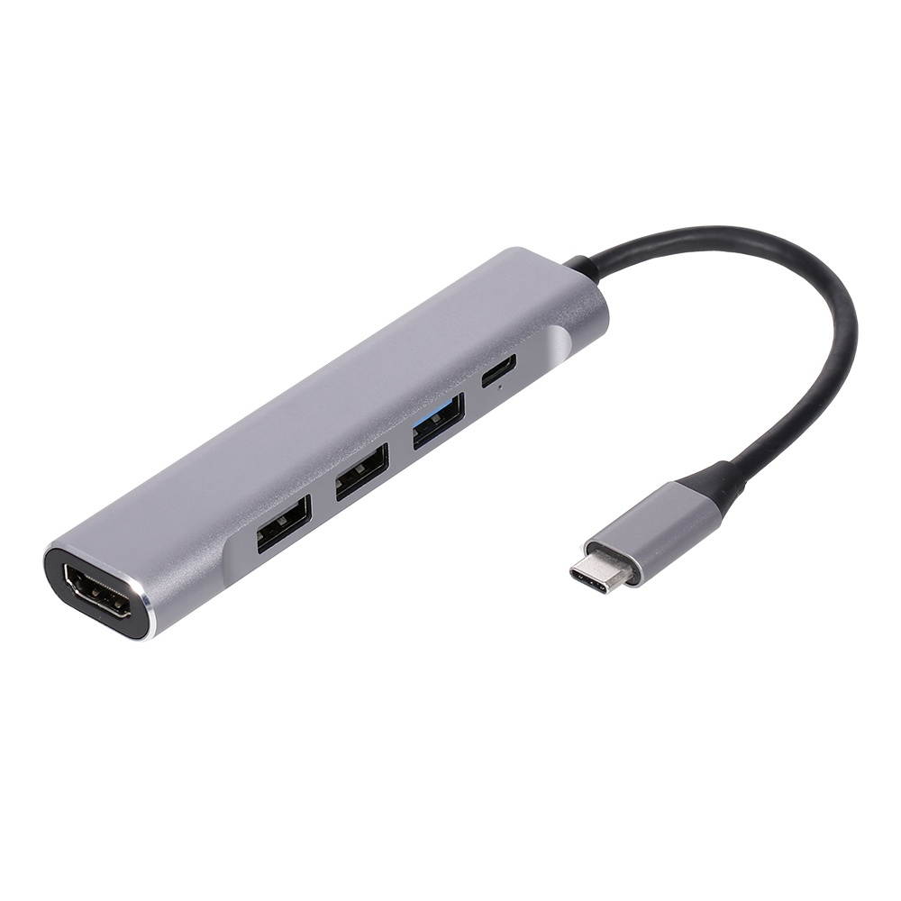 5-in-1 USB-C Hub USB3.0 USB2.0 Type-C to 4K HD Converter PD Quick Charge /Data Transfer USB Hub
