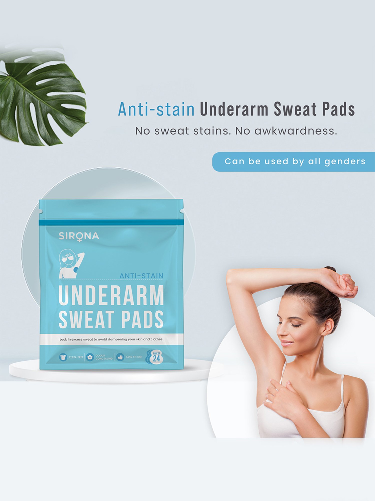 Sirona Anti Stain Underarm Sweat Pads - Pack of 2