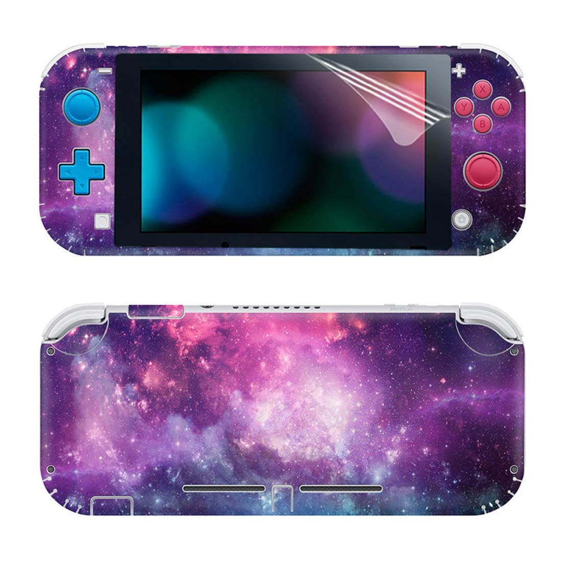 SKINOWN Full Set Faceplate Skin Decal Stickers for Switch Lite with 2Pcs Screen Protector (Purple Starry)