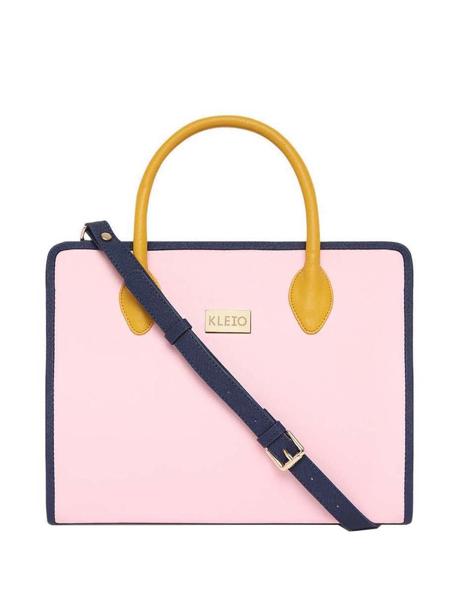 KLEIO Pink Solid Medium Handbag