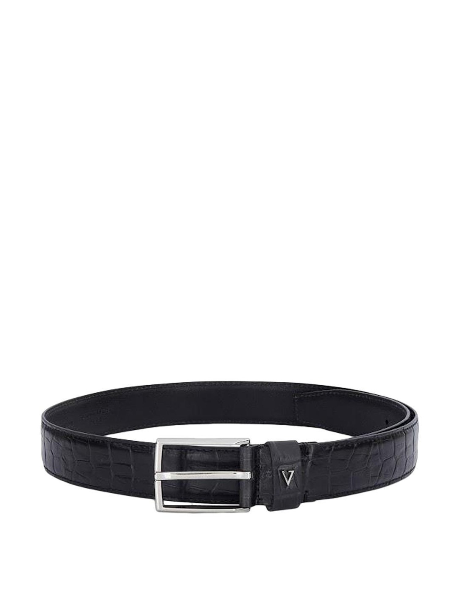Crusset Black Leather Formal Belt for Men