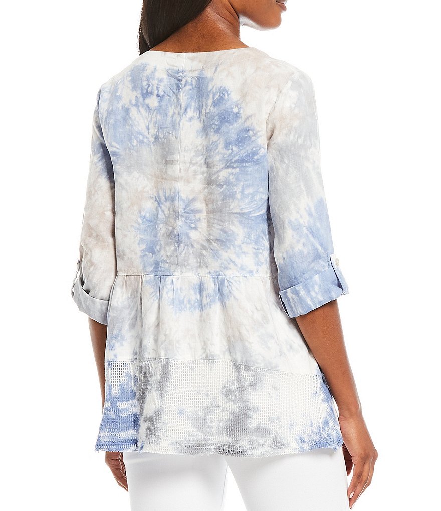 Ali Miles Jewel Neck Tie Dye Hi-Low Tunic