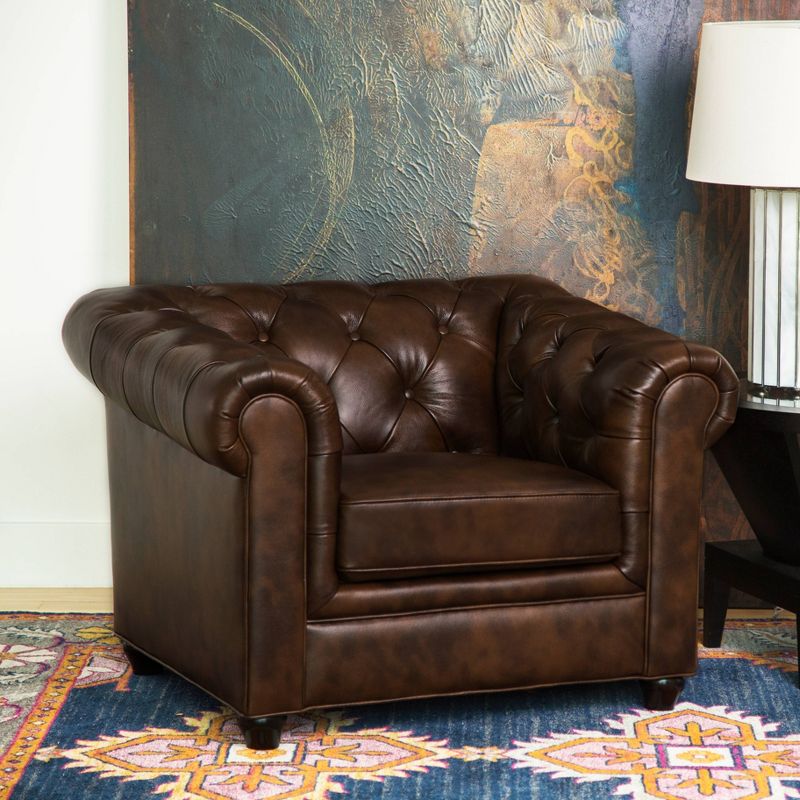 Keswick Tufted Leather Armchair Brown - Abbyson Living