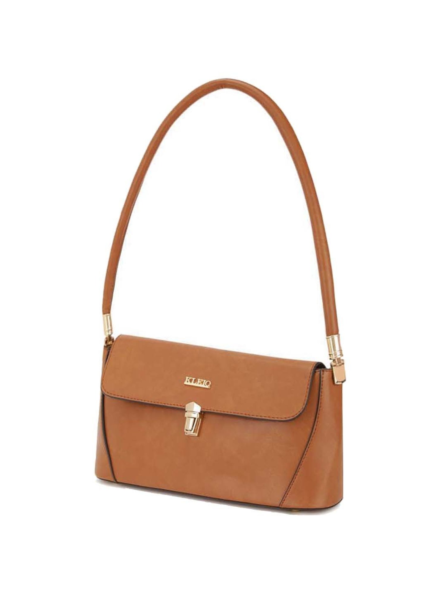 KLEIO Tan Solid Medium Shoulder Bag