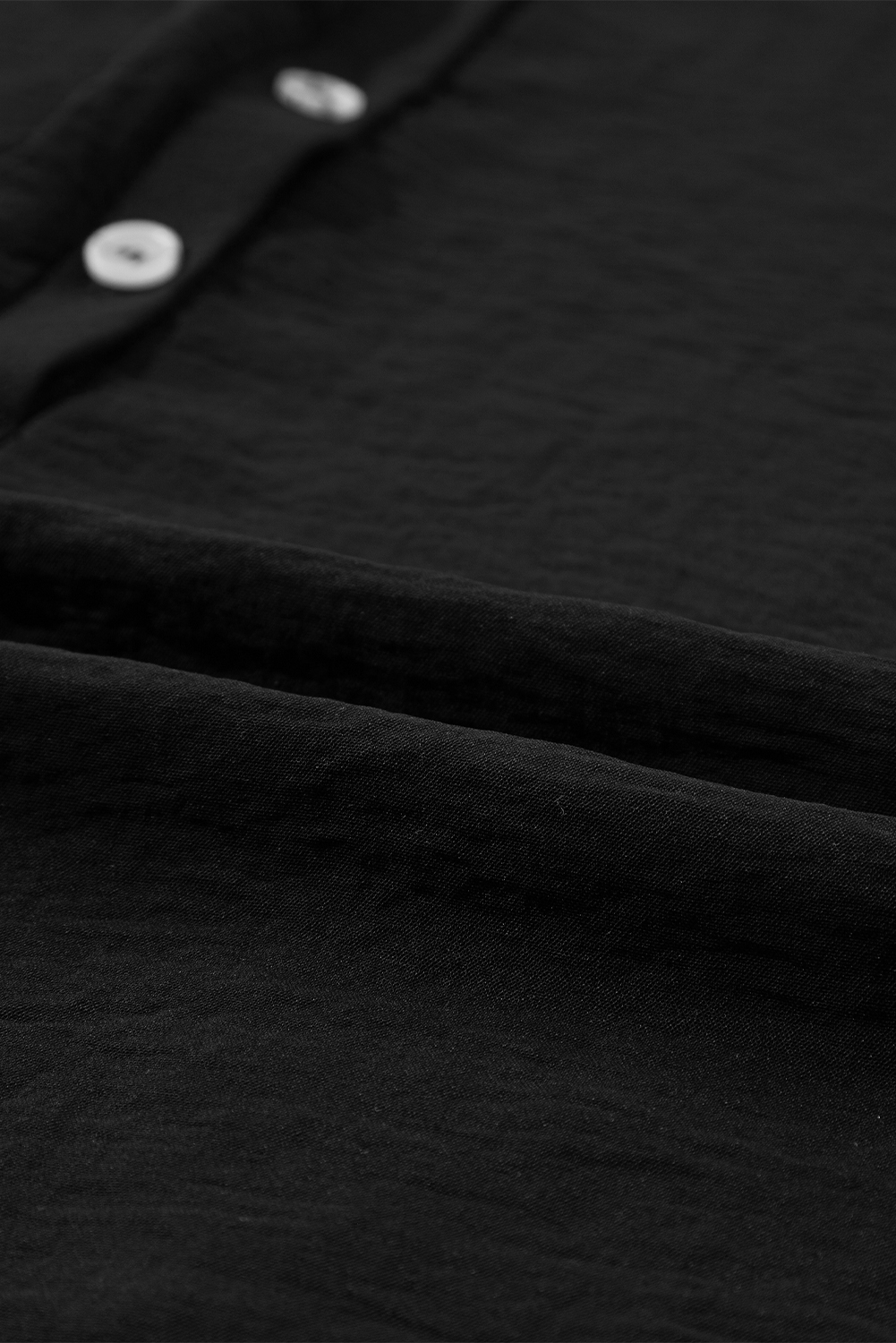 Black Plain Half Button Collared Pocket Loose Romper