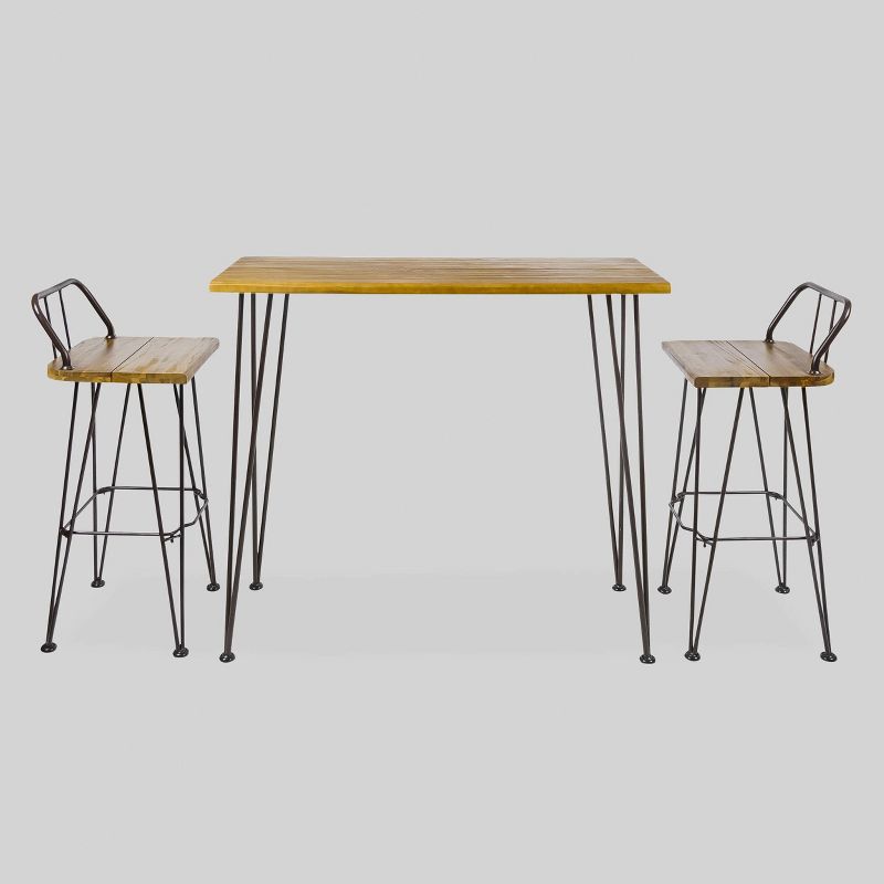 Toranto 3pc All-Weather Wicker Bar Island Set - Brown - Christopher Knight Home