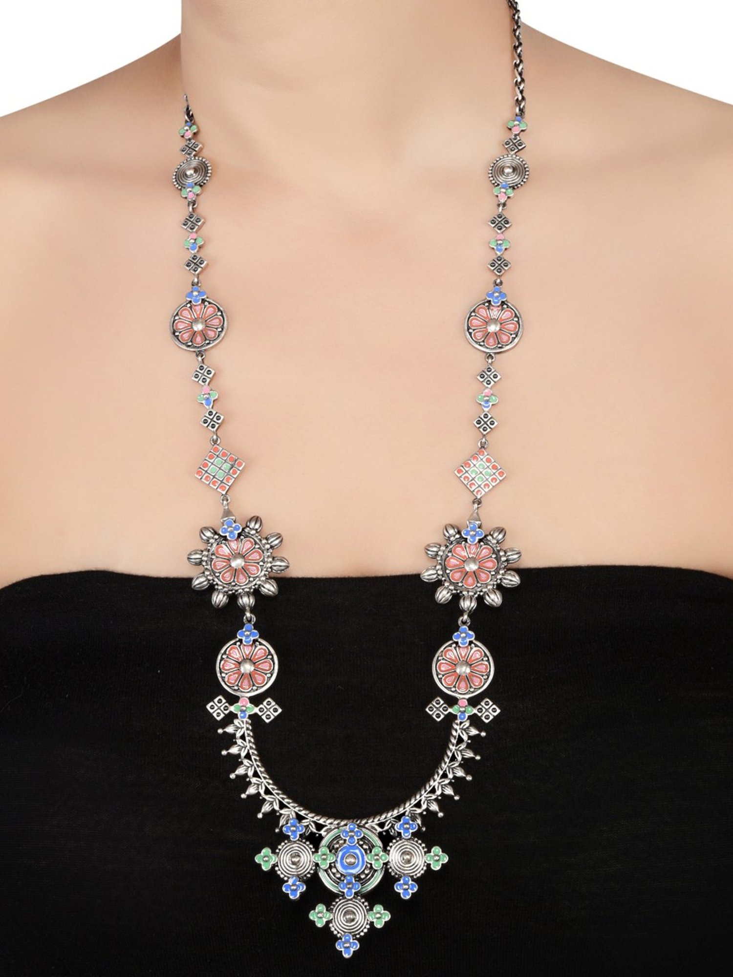 Tribe Amrapali Multi Enamel Chandrika Necklace