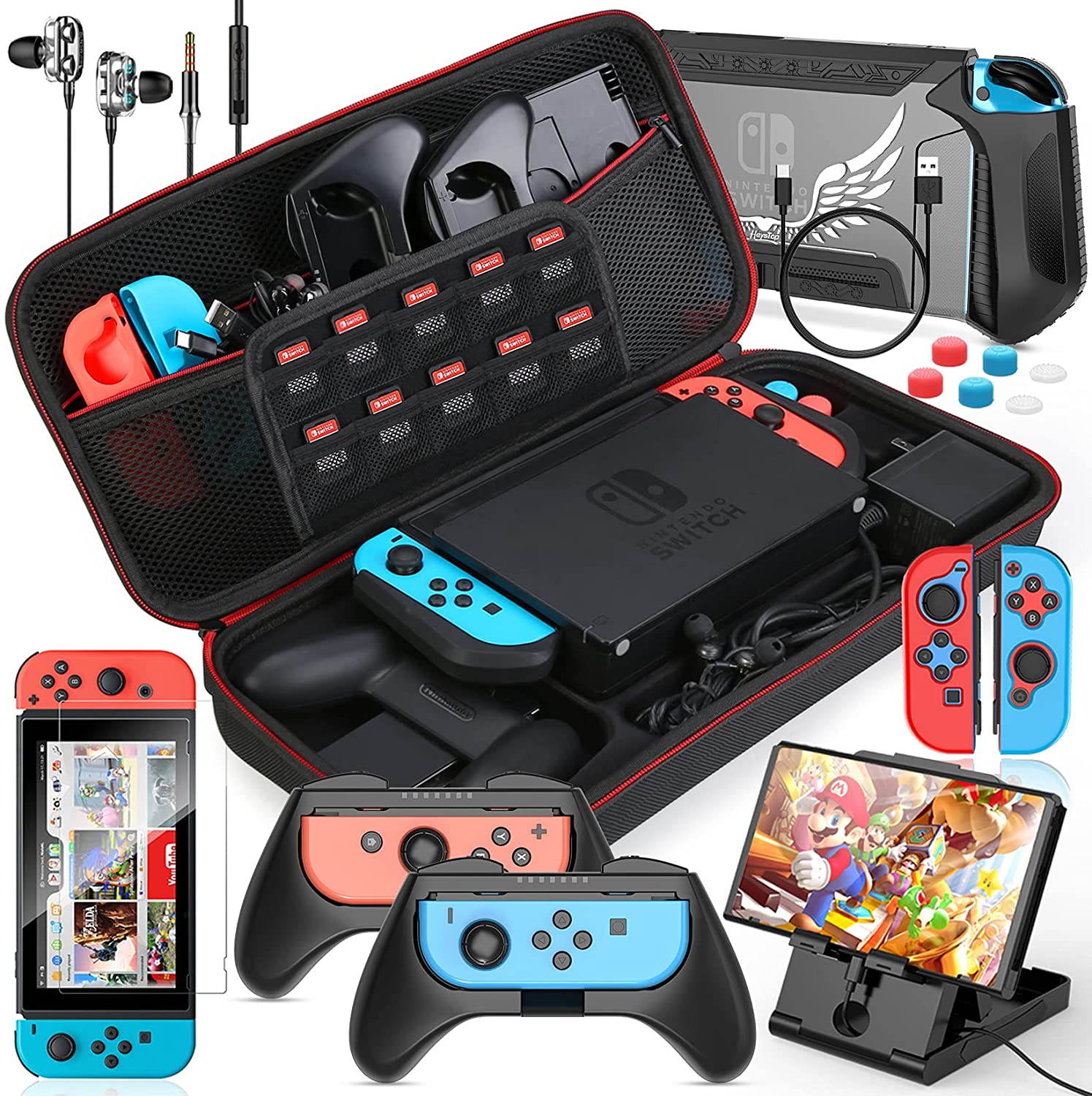 controller gear nintendo switch skin & screen protector set, officially licensed by nintendo  super mario odyssey "capture map"  nintendo switch