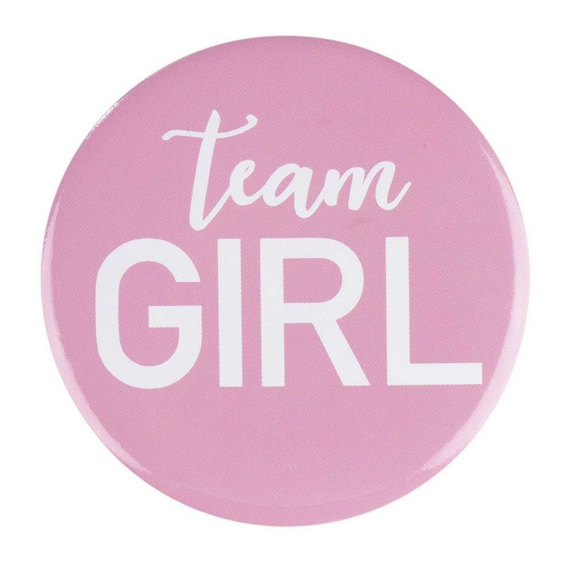 Gender Reveal Button Pins - 24-Pack Team Girl and Team Boy Pinback Badge Accessories, Baby Shower Supplies, Party Favors, 12, Pink Blue, 2.2"