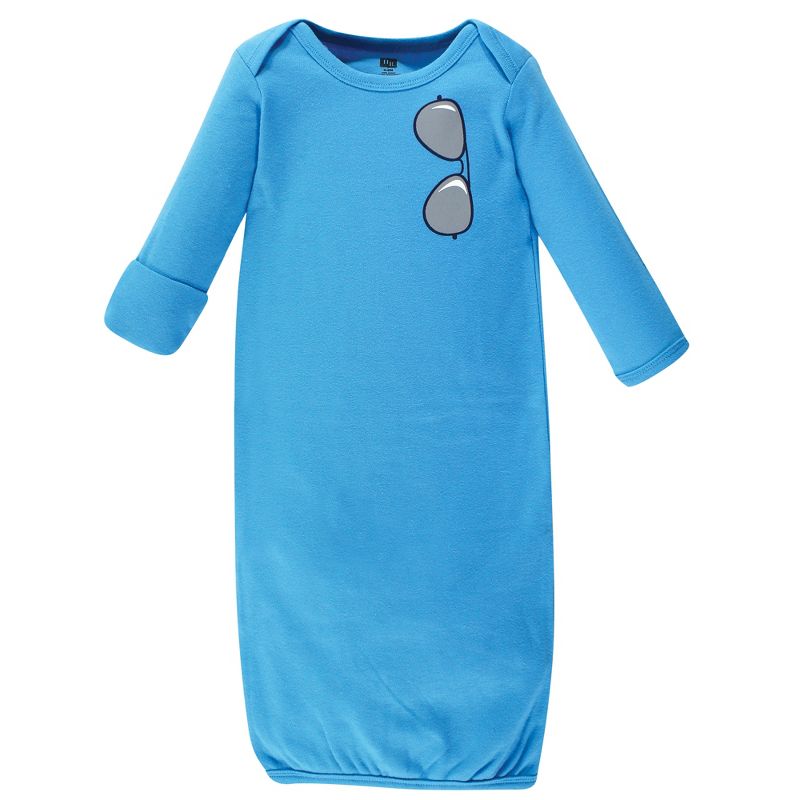 Hudson Baby Infant Boy Cotton Long-Sleeve Gowns 3pk, Cool Little Dude, 0-6 Months